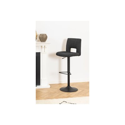 Tabourets de bar tissu et piétement noir (lot de 2) - SYLVETTE HELLIN, DEPUIS 1862