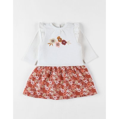 Robe bi-matière, fleurs NOUKIE'S