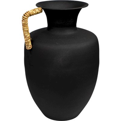 Vase décoratif  en métal avec anse tressée en rotin RECOLLECTION
