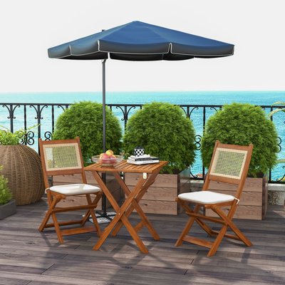Ensemble bistro de jardin style exotique 2 places 3 pcs pliables bois OUTSUNNY