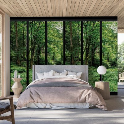 Papier peint, fenêtre sur sous-bois HEXOA
