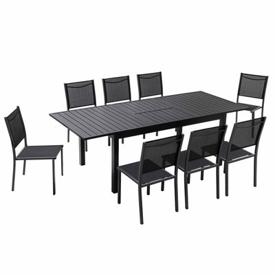 Table de jardin rectangulaire extensible en aluminium avec 8 chaises, BUTTERFLY OVIALA