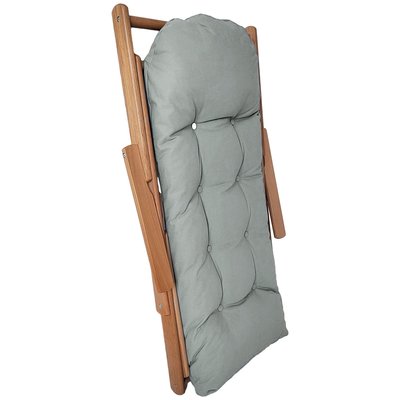 Fauteuil de jardin pliable bois avec coussin capitonné gris HOMCOM