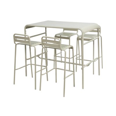 Table haute de jardin acier 4 chaises AMELIA TABLE BAR 120 + CHAISES SWEEEK