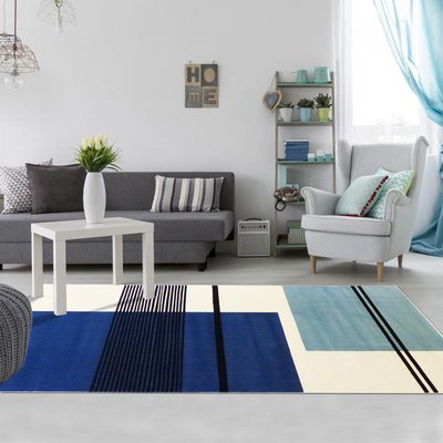 Tapis salon et chambre tissé motif seventies AF1 BLUSQUARE UN AMOUR DE TAPIS