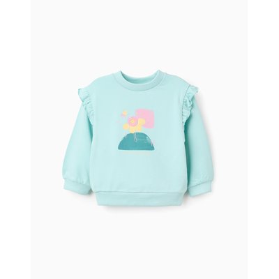 Sweat en coton avec imprimé floral et volants ZIPPY
