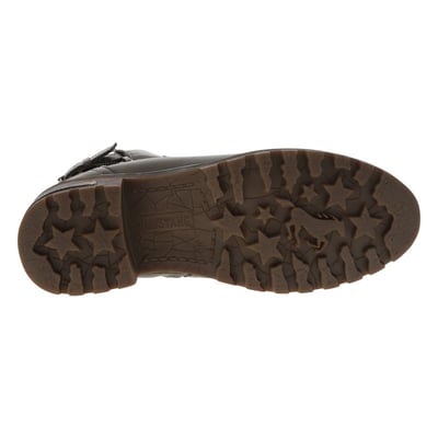 Bottines taupe à talon décroché bas avec des lacets plats et un zip MUSTANG