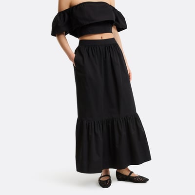 Jupe longue à volant en coton LA REDOUTE COLLECTIONS
