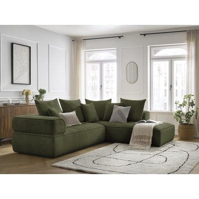Canapé d'angle fixe 4 places en tissu lisse, WHESLEY BOBOCHIC