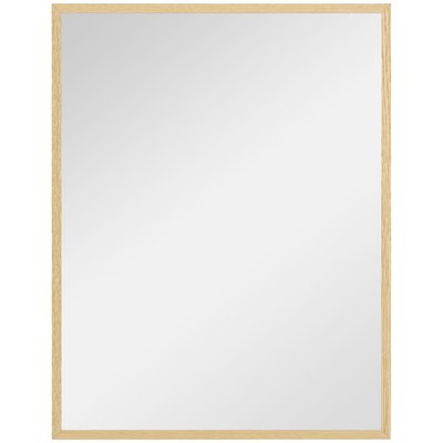 Miroir mural rectangulaire dim. 70L x 90H cm cadre MDF aspect bois clair HOMCOM