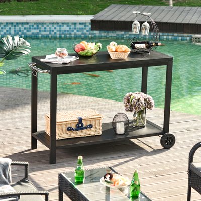 Desserte de jardin - desserte pour plancha acier noir HOMCOM