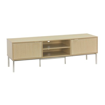 Meuble TV décor bois rainuré et métal 2 portes 160cm RICHMOND SWEEEK