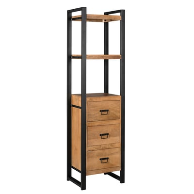 Colonne salon bois métal 3 tiroirs MILORA PIER IMPORT