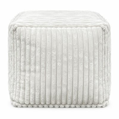 Pouf carré velours grosses côtes blanc VISBY PIER IMPORT