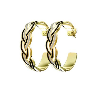 Boucles d'Oreilles Créoles tressé cocktail émail DRAEGER PARIS