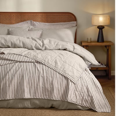 Hebden Quilted Stripe 100% Cotton Bedspread - 265x265cm YARD