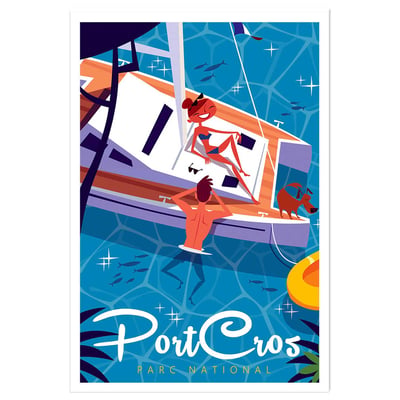 Poster de baignade à port cros HEXOA