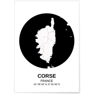 Affiche Carte Corse L'AFFICHERIE
