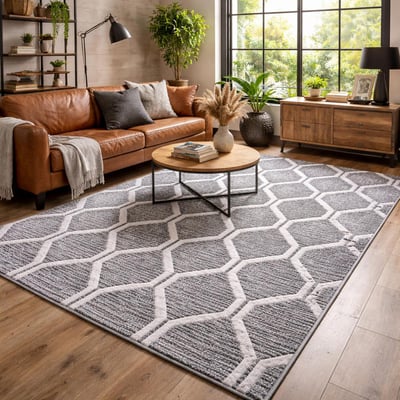 Tapis longs poils shaggy tissé motif scandinave LALALO UN AMOUR DE TAPIS