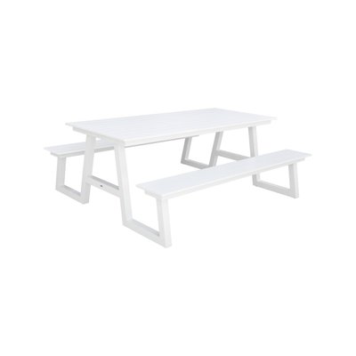 Table de jardin aluminium avec 2 bancs 6 places ANA SWEEEK