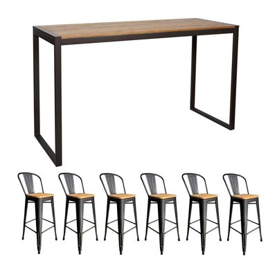 Table et chaises hautes en bois massif et acier - NEVADA MATHI DESIGN