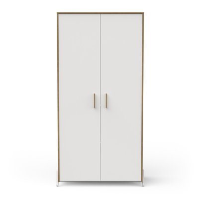Armoire 2 portes décor blanc et bois, H183 cm - NAILI CALICOSY