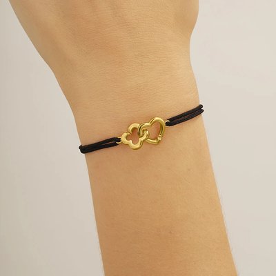 PASSION Heart and Clover Intertwined Bracelet in Golden Silver CHARLES GARNIER