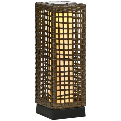 Lampadaire solaire LED style exotique H.46 cm résine effet rotin naturel OUTSUNNY