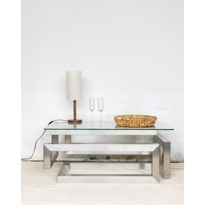 Table basse métal et verre Donna N°64 - Bon état DEBONGOUT