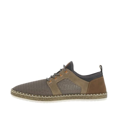 Sneakers taupe en filet à fermeture slip-on et à lacets ronds décoratifs RIEKER