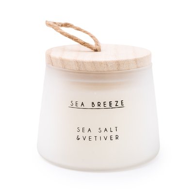 Medium Nautical Wax Filled Pot with Wooden Lid in Sea Salt Scent SO'HOME