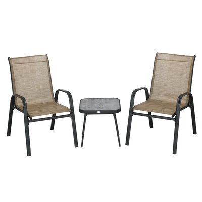 Salon de jardin bistro 2 personnes 3 pièces acier époxy textilène OUTSUNNY