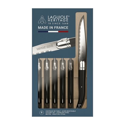 Coffret de 6 couteaux steak Noir LAGUIOLE HERITAGE