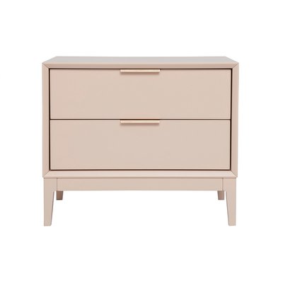 Table de chevet rose poudré et métal doré avec rangements L60 cm GIANA MILIBOO