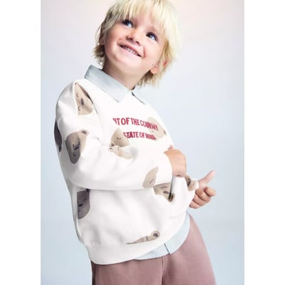 Sweat en coton à motif ours MANGO BABY
