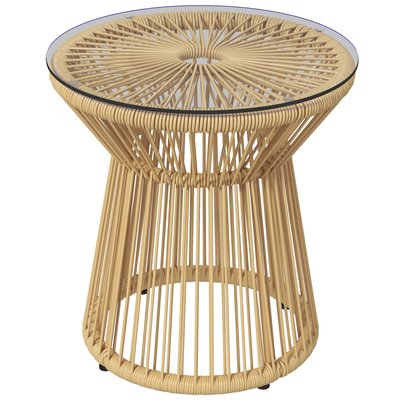 Table basse d'appoint de jardin style cosy Ø 40 cm résine verre OUTSUNNY