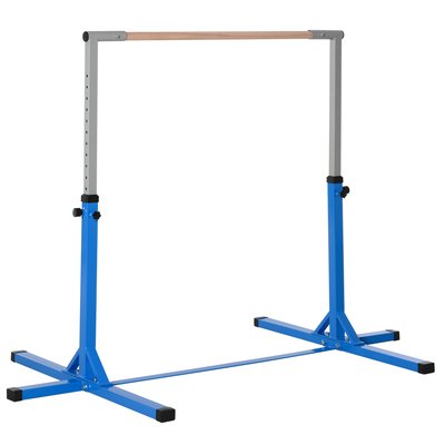 Barre fixe de gymnastique enfant hauteur réglable 13 niveaux acier hêtre HOMCOM
