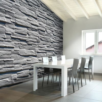 Papier peint intissé panoramique Mur de pierre grise EDEN
