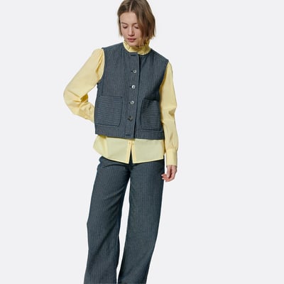 Veste sans manches, coupe droite, denim à rayures LA REDOUTE COLLECTIONS