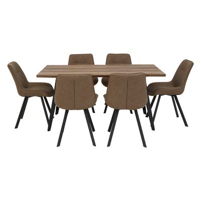 Rectangular Dining Table with 6 Faux Leather Chairs (Seats 6) SO'HOME