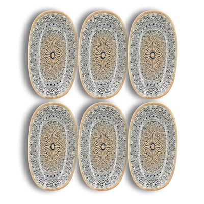 Lot de 6 assiettes ovales en porcelaine, BYZANCE NOVASTYL
