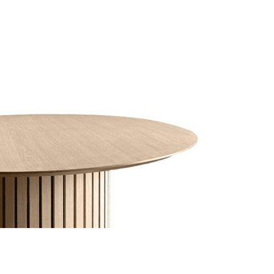 Table de salle à manger ronde en chêne blanchi D120 - LIAC HELLIN, DEPUIS 1862