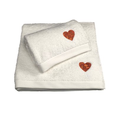 Serviette de bain  coton peigné 685 g/m2 LOVE Blanc LIOU
