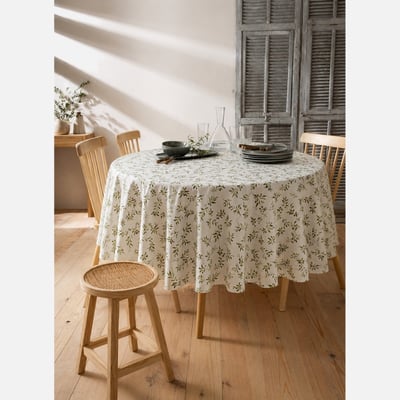 Nappe ronde imprimée en coton et lin OLIVES COUCKE