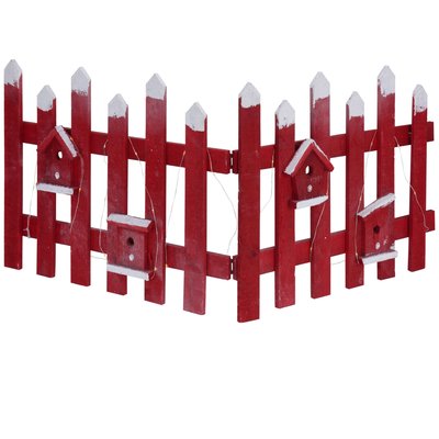 Barrière rouge enneigée pour décoration Noël avec led - 98x40cm WADIGA