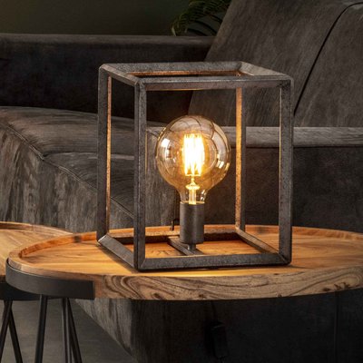 Lampe cube lumineux en métal style industriel RALF PIER IMPORT