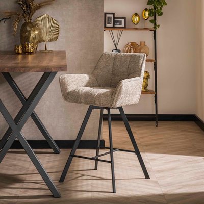 Chaise de bar confortable en bouclette sable avec fonction pivotante (lot de 2) MELBOURNE PIER IMPORT