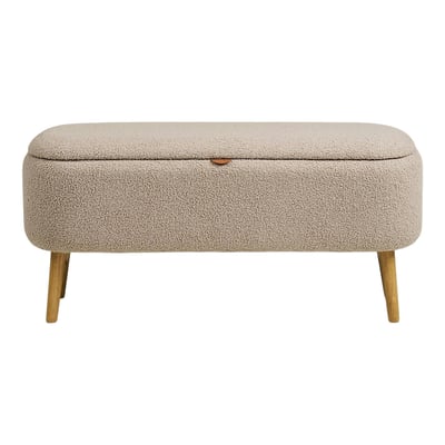 Banc coffre d'entrée en bouclette beige BERLIN PIER IMPORT