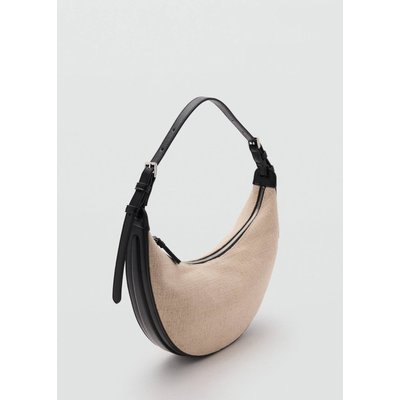 Mini sac porté épaule ovale en lin mélangé MANGO