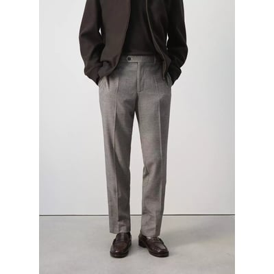Pantalon laine mélangée à carreaux MANGO MAN